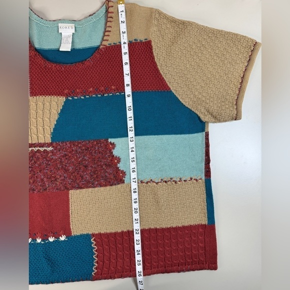 Vintage Lagenlook Patchwork Oversized Sweater Women’s 2X Knit Cottagecore Fall - Picture 7 of 10